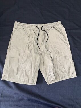 American Stitch Light Gray Cargo Shorts with Black Drawstring